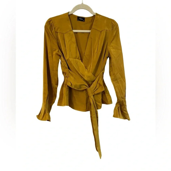 NWT MILK & HONEY GOLDEN YELLOW WRAP BLOUSE - Picture 1 of 4